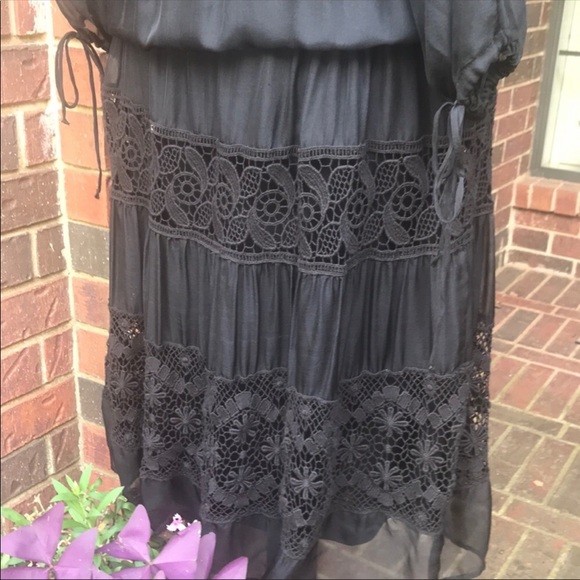 Silk peasant dress with polyester matching slip. - Picture 6 of 11